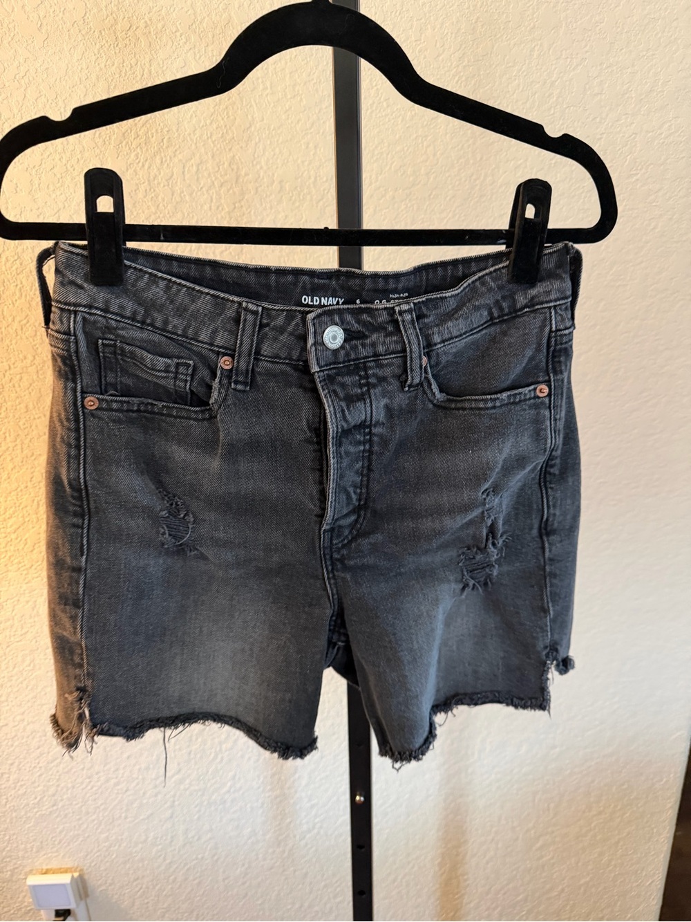 Old Navy Black Washed Distressed Jean Shorts